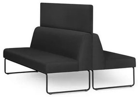 Sofa Pix com 2 Unidades e Painel Divisor Assento Courino Base Aco Preto - 55063 Sun House