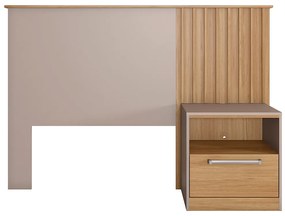 Cabeceira Solteiro com Mesa de Cabeceira Arias Acabamento Ripado MDP Buriti/Fendi G11 - Gran Belo