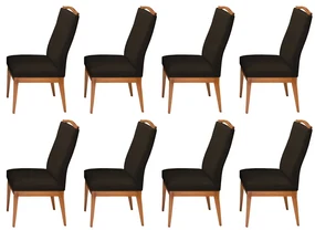 Conjunto 8 Cadeiras Decorativa Lara Veludo Marrom