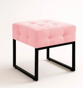 Puff Sala Decorativo Industrial Elisa Suede D03 - D'Rossi - Rosa Bebê
