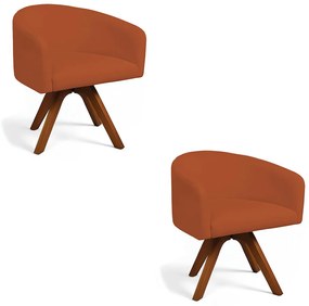 Poltrona Sala Base Giratória Madeira Kit 2 Arielle Bouclê D03 - D'Rossi - Terracota