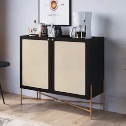 Balcão Aparador Buffet Cantinho do Café Pé Metal Arlo A10 Nero/Dourado