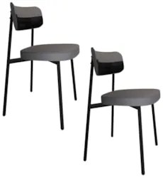 Cadeira de Jantar Estofada Kit 2 Ella M25 Linho Cinza/Preto - Mpozenat