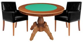 Mesa de Jogos Carteado Redonda Montreal Tampo Reversível Amêndoa com 2 Cadeiras Liverpool PU Sintético Preto Liso G36 G15 - Gran Belo