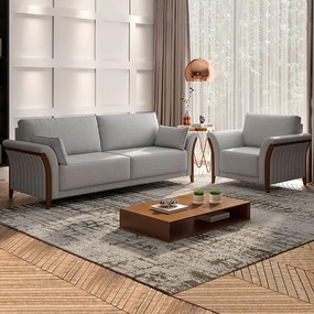 Sofá Decorativo 3 Lugares 222cm Market Linho Cinza G45 - Gran Belo