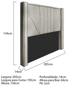 Kit Cabeceira e Calçadeira Baú King Minsk P02 195 cm para cama Box Linho - ADJ Decor