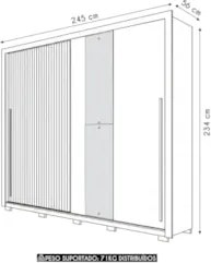 Guarda Roupa Casal 245cm 2 Portas Espelho Scipio Freijó/Off C01 - Mpoz