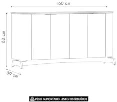 Buffet Aparador Sala de Estar 160cm 4 Portas Zuni Ypê N02   - Mpozenat