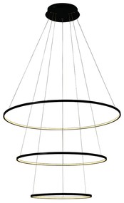 Pendente Birdie Aros Ø80X2Cm / Ø60X2Cm / Ø40X2Cm Led 39W 3000K Bivolt... (Preto)