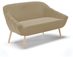 Namoradeira 02 Lugares Giovana Suede Marrom Rato Pés Palito Natural - D'Rossi