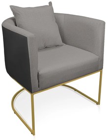 Poltrona Paola Corano Preto com Linho Base Metálica Dourado D03 - D'Rossi - A26 Grafite