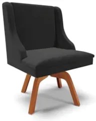 Cadeira Estofada Base Giratória Kit 6 Lia Veludo Preto - Ibiza