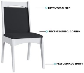 Conjunto 2 Cadeiras Mdf Estofada Travessa Tecido Corino 917 003- Branco/Preto