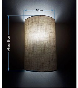 Arandela Meia Cana Md-2031 Cúpula em Tecido 30/18x16cm Rustico Bege - Bivolt