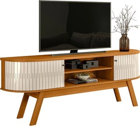 Rack TV 75 Pol 183cm Bancada para Sala Enzari Cinamomo/Off White M20 - D'Rossi
