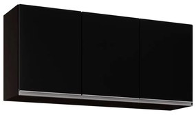 Armário Aéreo de Cozinha Lavanderia 03 Portas Tina 120 cm - D'Rossi - Preto