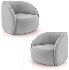Kit 2 Poltronas Decorativas Sala de Estar Clarke Veludo Cinza G45 - Gran Belo