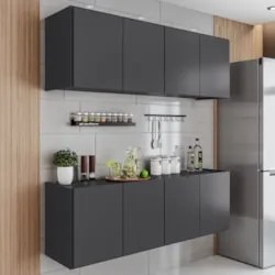 Armário de Cozinha e Balcão Suspenso 118cm Monna Grafite Z34  - Mpozen