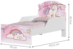 Mini Cama Infantil 153,2x79cm com Proteção Lateral Personagens K02 - D'Rossi - Unicórnio