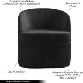 Kit 2 Poltronas Decorativas Design Moderno Bel Sala de Estar Base Giratória Veludo Cinza Escuro G33 - Gran Belo
