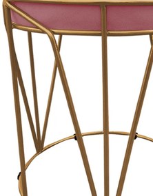 Puff Multiuso com Mesa Babu 2 em 1 Suede Base Dourado D'Rossi - Rose