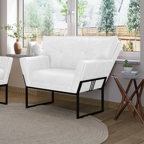 Poltrona Sala de Estar Industrial Pto Anitta Sintético PU D03 - D'Rossi - Branco