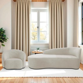 Kit Divã Recamier Orgânico França 160cm Lado Esquerdo e Poltrona Amore Linho