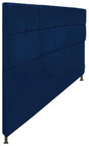 Cabeceira Estofada Damares 195 cm King Size Com Botonê Suede Azul Marinho - ADJ Decor