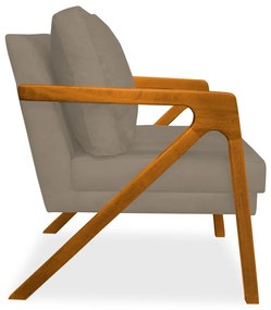 Poltrona Decorativa Amber Base De Madeira Veludo Capuccino