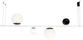 Pendente Organic Horizontal 20X10X140Cm Alumínio E Globo Ø12Cm / Ø20Cm... (MR-T - Marrom Texturizado)