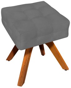 Puff Decorativo Base Giratória Karen Suede Grafite G19 - Gran Belo