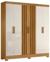 Guarda Roupa Casal 195cm Ripado Arlon Z17 Freijó/Off White - Mpozenato