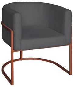 Poltrona Base Industrial Bronze Sala de Estar Lety Veludo - Grafite