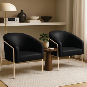 Poltrona Sala Industrial Alta Champanhe Kit 2 Stella Sintético PU D03 - D'Rossi - Preto