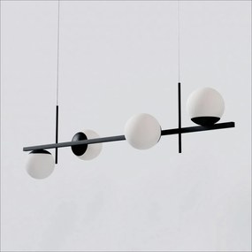 Pendente Bloom Retângular 29X26X100Cm Alumínio E Globo Ø12Cm Fosco 4Xg... (CHAMPANHE, FOSCO)