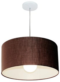 Lustre Pendente Cilíndrico Md-4203 Cúpula em Tecido 45x21cm Café - Bivolt