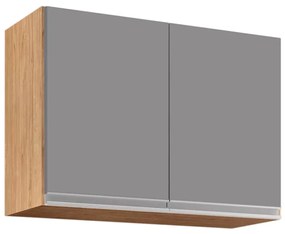Armário Aéreo de Cozinha Lavanderia 02 Portas Eva 80 cm L06 - D'Rossi - Castanho e Cinza