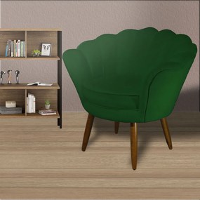 Poltrona Decorativa Pétala Pés Palito Suede Verde - Sheep Estofados