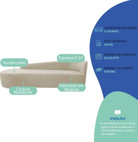 Kit Sofá Curvo França 200cm L.E e Poltrona Luiza Max Conforto, Elegância e Design Moderno Linho