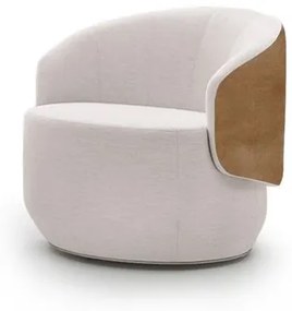Poltrona Ananda Estofada em Veludo Cru e Courino Caramelo Base Giratoria - 55242 Sun House