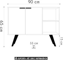 Balcão Buffet Cantinho do Café Bianca Preto/Freijó Z34      - Mpozenat