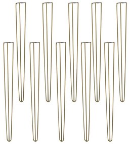 Kit 10 Pés de Metal 90 CM Hairpin Legs Aparador e Mesa de Canto Dourado G41