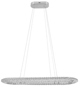 Pendente Led Oval Cristal K9 Metal Cromado 50W 3000K Glaces
