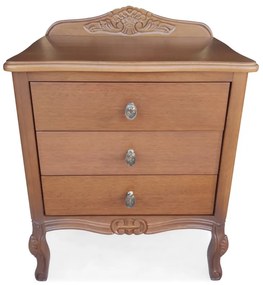 Mesa de Cabeceira Francês Madeira Maciça Natural Design Clássico Peça Artesanal