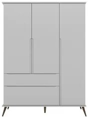 Guarda Roupa Infantil 100% MDF 3 Portas Pés Retrô Melinda Cinza - Phoe