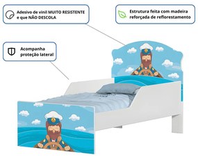 Mini Cama Infantil 153,2x79cm com Proteção Lateral Personagens K02 - D'Rossi - MARINHEIRO