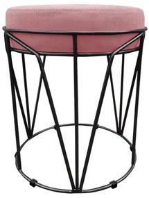 Puff Multiuso com Mesa Babu 2 em 1 Suede Base Preto D'Rossi - Rose
