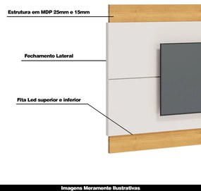 Painel Decorativo Sala de Estar 218cm Julien Off White/Nature G29 - Gran Belo