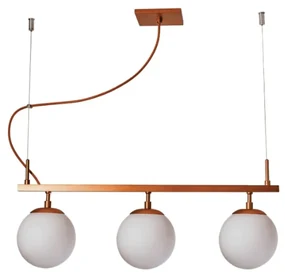 Pendente Queens C/ 3 Globos 50Cm 3L E27 Mini Bulbo / Metal E Globo Ø14... (FN-F - Fendi Fosco, FOSCO)