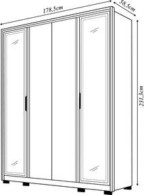 Guarda Roupa Solteiro Lume com 4 Portas e 3 Gavetas MDF Buriti/Fendi G11  Gran Belo